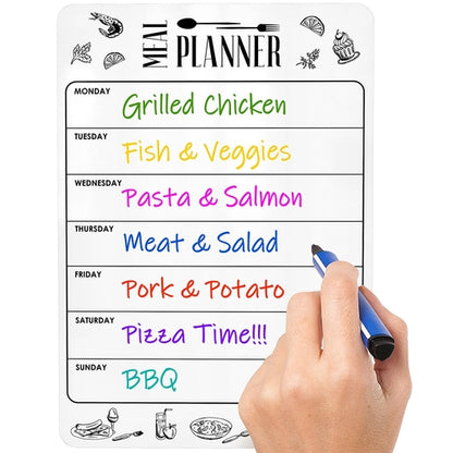 Magnetic Meal Planner for Refrigerator Dry Erase A4   Magnet Weekly