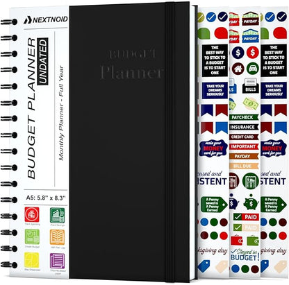 Budget Planner and Monthly Bill Organizer - Financial Planner Organizer Budget Book with Sticker Sheets | Bill Tracker Notebook | Budgeting Book with Debt, Saving and Expense Trackers | A5