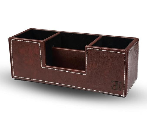 Compact Desk Organiser Faux Leather Rectangular Stylish Design Use for